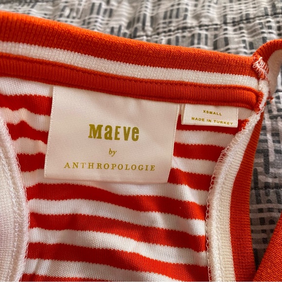 Maeve by Anthropologie Orange & White Striped Racerback Tank Top Shirt S… - Picture 2 of 5